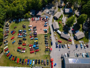 Aerial above view of the Car Show and BCC Buildings.